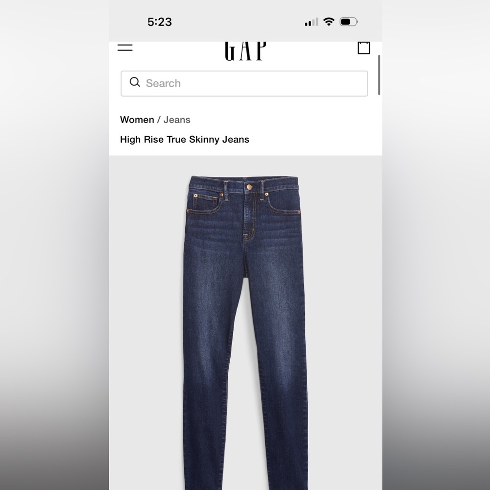 Gap high rise true skinny jeans